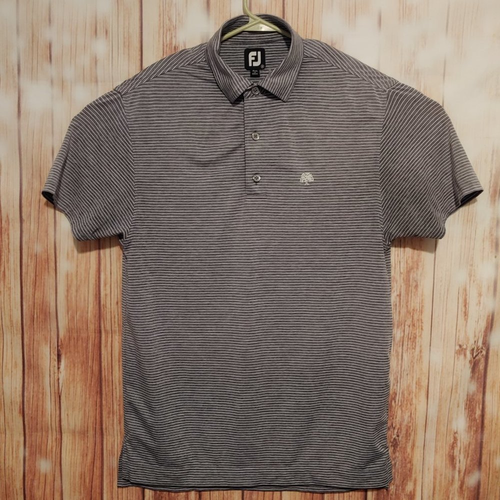 Mens Footjoy Striped Golf Polo Small Gray